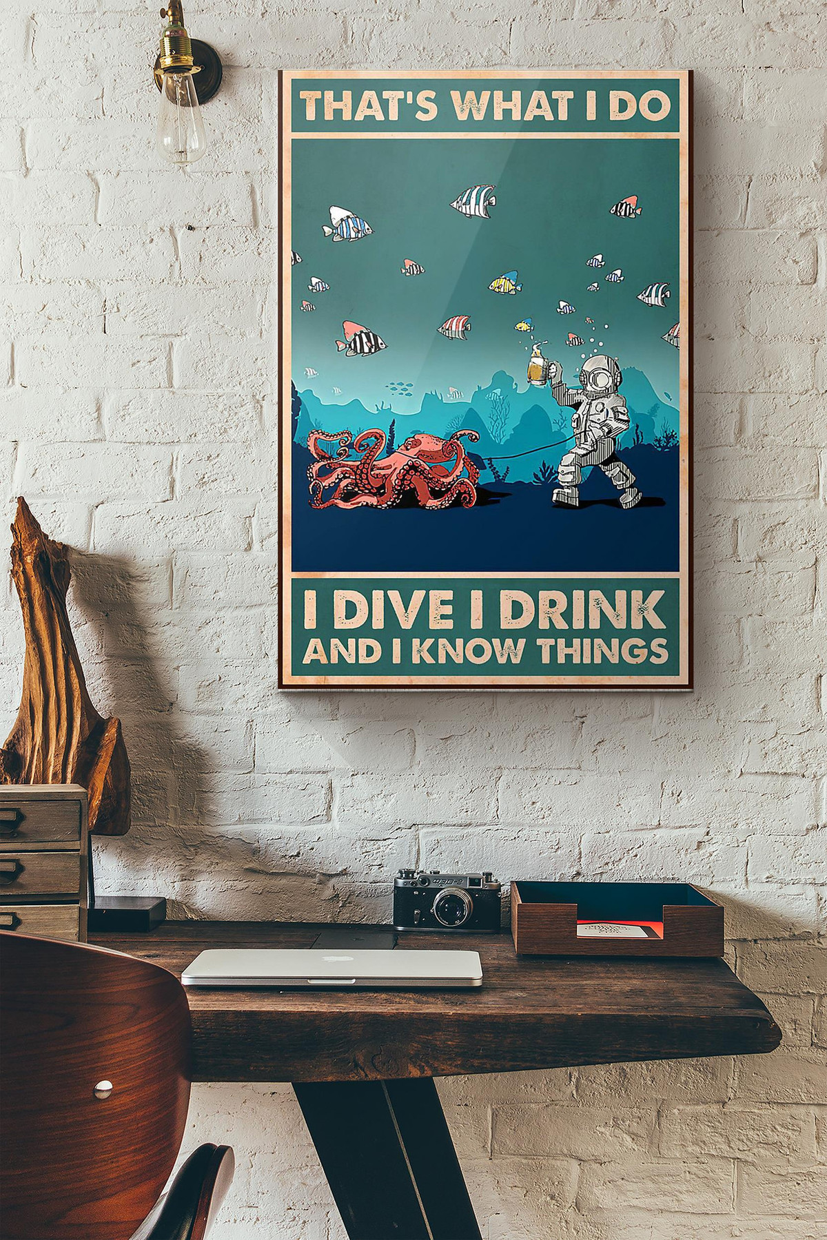 Octopus And Scuba Diver Thats What I Do I Dive I Drink And I Know Things Canvas Painting Ideas, Canvas Hanging Prints, Gift Idea Framed Prints, Canvas Paintings Wrapped Canvas 8x10