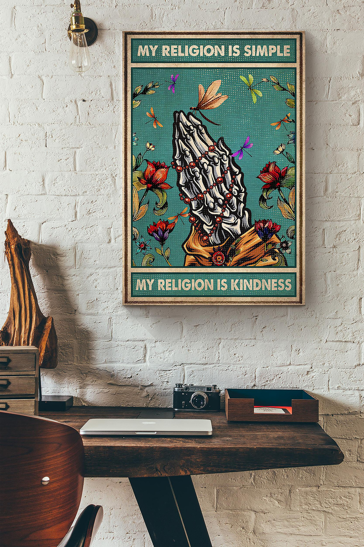 My Religion Is Simple My Religion Is Kindness Skull Prayer Canvas Painting Ideas, Canvas Hanging Prints, Gift Idea Framed Prints, Canvas Paintings Wrapped Canvas 8x10