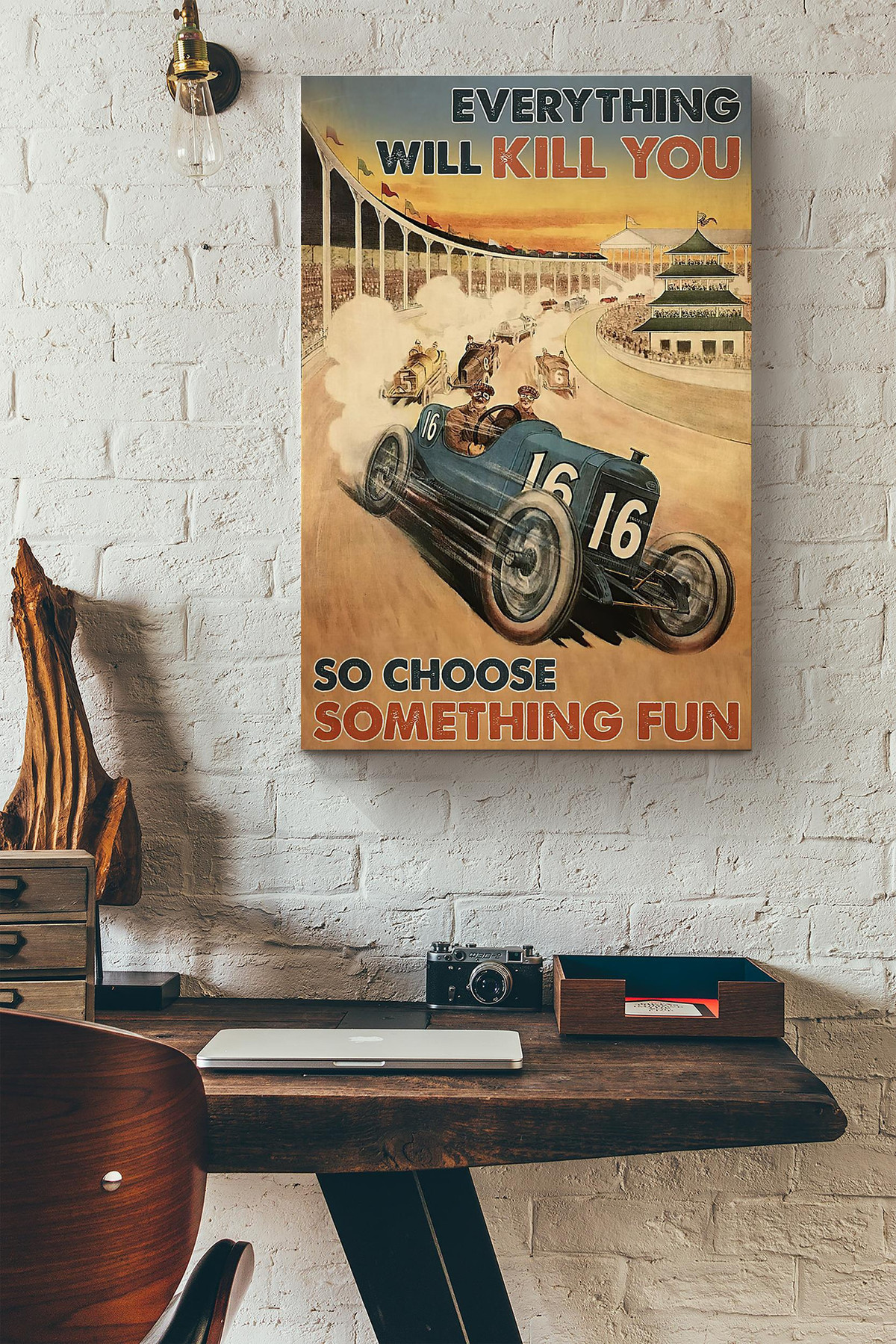 Indianapolis Vintage Car Everything Will Kill You So Choose Something Fun Canvas Painting Ideas, Canvas Hanging Prints, Gift Idea Framed Prints, Canvas Paintings Wrapped Canvas 8x10