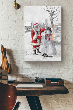 Ice Hockey And Santa Christmas Canvas Painting Ideas, Canvas Hanging Prints, Gift Idea Framed Prints, Canvas Paintings Wrapped Canvas 8x10