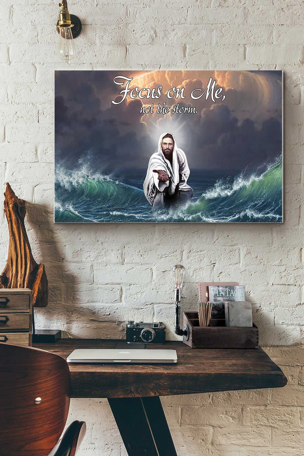 Jesus Focus On Me Not The Storm Christian Canvas Painting Ideas, Canvas Hanging Prints, Gift Idea Framed Prints, Canvas Paintings Wrapped Canvas 8x10