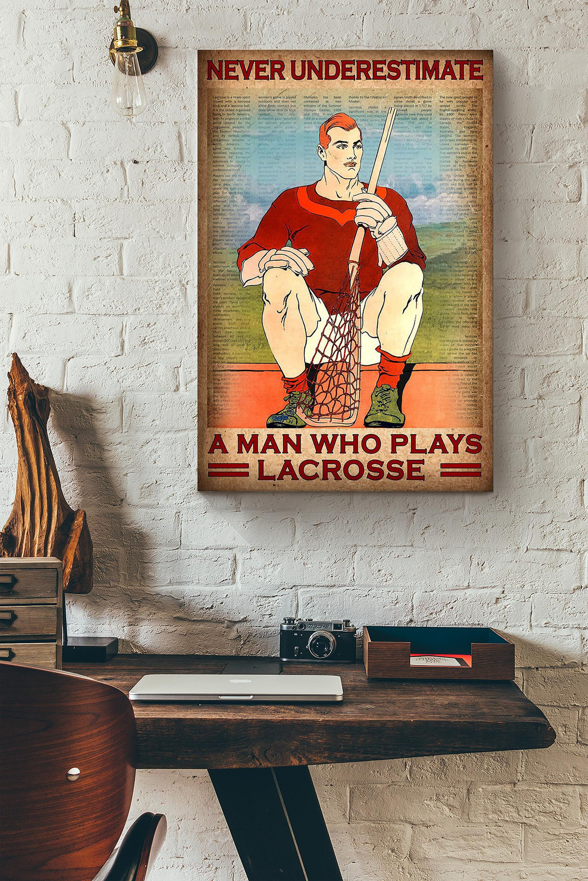 Never Underestimate A Man Who Plays Lacrosse Canvas Painting Ideas, Canvas Hanging Prints, Gift Idea Framed Prints, Canvas Paintings Wrapped Canvas 8x10