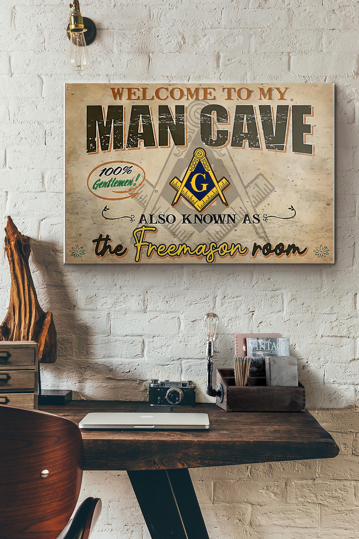 Welcome To My Man Cave Also Known As The Freemason Room Canvas Painting Ideas, Canvas Hanging Prints, Gift Idea Framed Prints, Canvas Paintings Wrapped Canvas 8x10