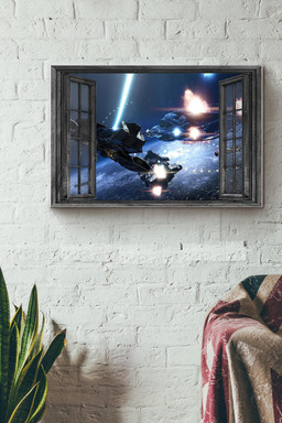Window View Ufo And Spacecraft Space War Canvas Painting Ideas, Canvas Hanging Prints, Gift Idea Framed Prints, Canvas Paintings Wrapped Canvas 12x16