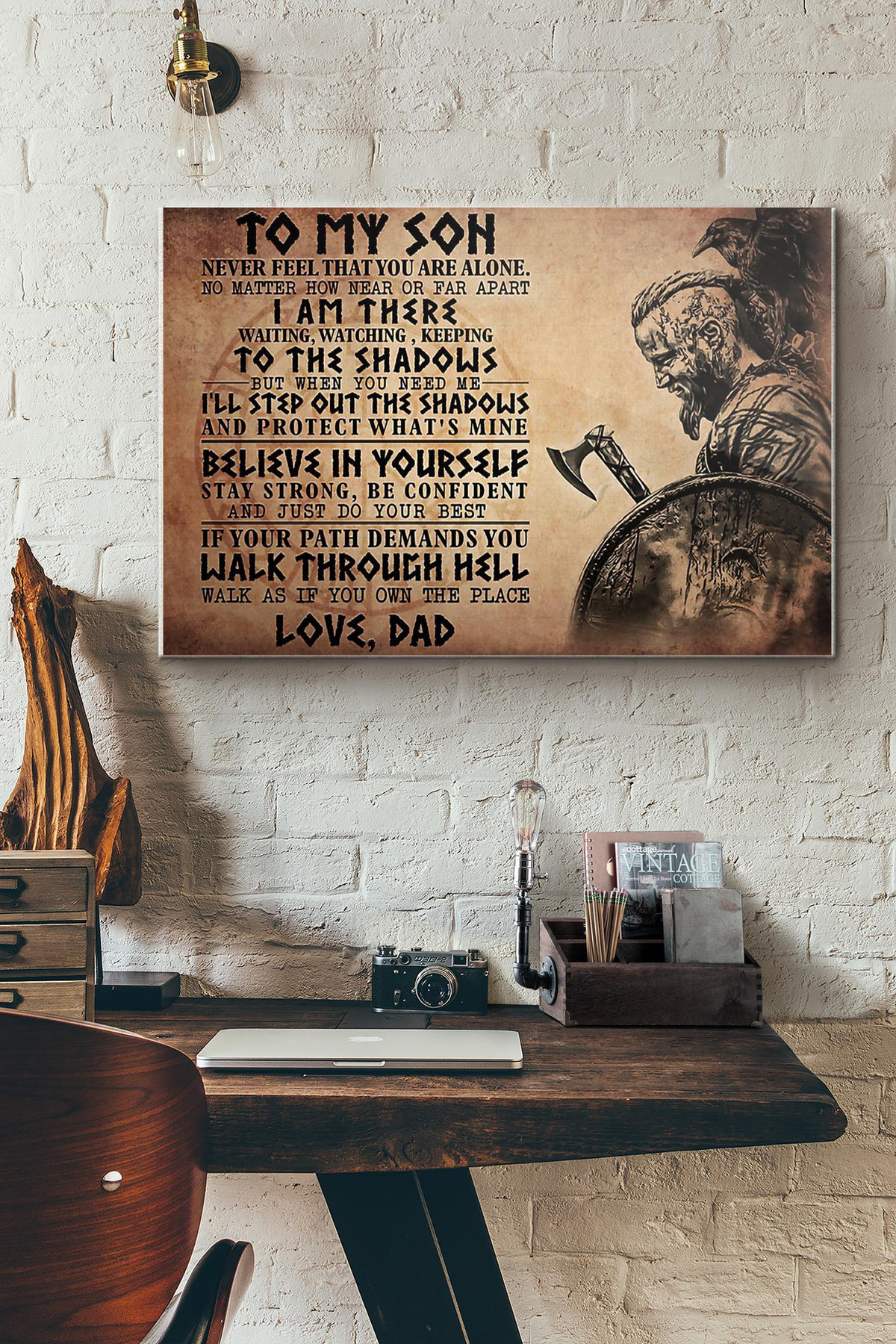 Viking To My Son Love Dad Canvas Painting Ideas, Canvas Hanging Prints, Gift Idea Framed Prints, Canvas Paintings Wrapped Canvas 8x10