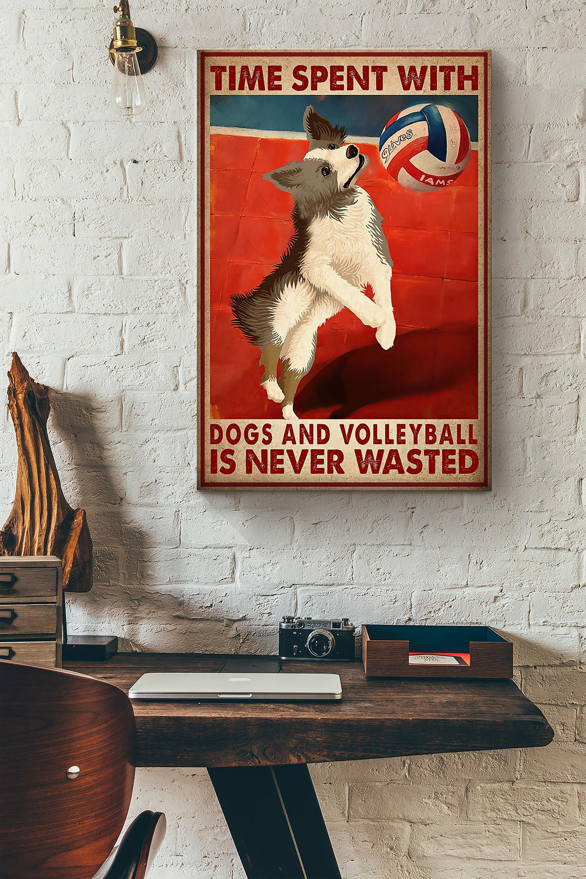 Time Spent With Dogs And Volleyball Is Never Wasted Canvas Painting Ideas, Canvas Hanging Prints, Gift Idea Framed Prints, Canvas Paintings Wrapped Canvas 8x10