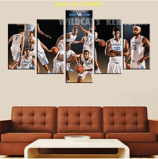 Kentucky Wildcats Basketball � Sport 5 Panel Canvas Art Wall Decor Luxury Multi Canvas Prints, Multi Piece Panel Canvas Gallery Art Print