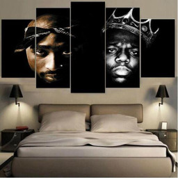 Hiphop Music Tupac And Biggie � Sport 5 Panel Canvas Art Wall Decor Luxury Multi Canvas Prints, Multi Piece Panel Canvas Gallery Art Print