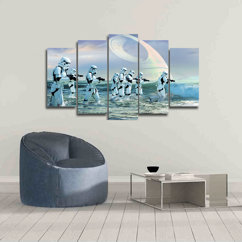 Stormtroppers and Death Star | Star Wars Canvas Art | PanelWallArt.com Luxury Multi Canvas Prints, Multi Piece Panel Canvas Gallery Art Print