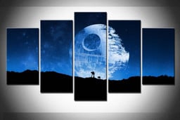 Star Wars Death Star At-at Movie � 5 Panel Canvas Art Wall Decor Luxury Multi Canvas Prints, Multi Piece Panel Canvas Gallery Art Print
