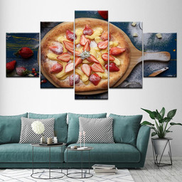Pizza Strawberry � Kitchen 5 Panel Canvas Art Wall Decor Luxury Multi Canvas Prints, Multi Piece Panel Canvas Gallery Art Print