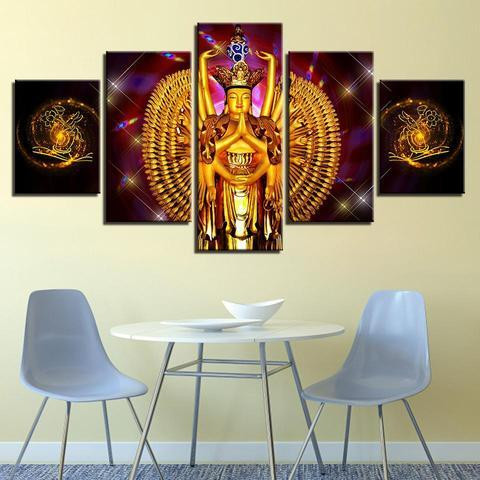 Avalokitesvara Buddha � Religion 5 Panel Canvas Art Wall Decor Luxury Multi Canvas Prints, Multi Piece Panel Canvas Gallery Art Print