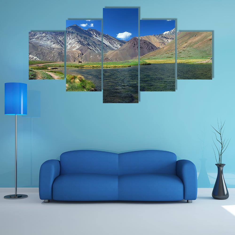 Lake And Mountains Landscape In Argentina � Nature 5 Panel Canvas Art Wall Decor Luxury Multi Canvas Prints, Multi Piece Panel Canvas Gallery Art Print