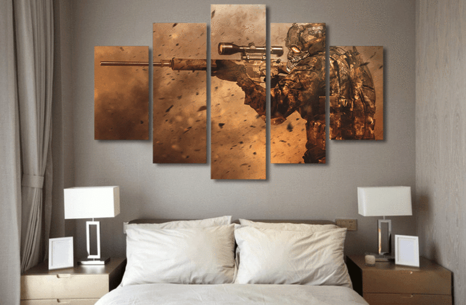 Combat Sniper Shooting � Army 5 Panel Canvas Art Wall Decor Luxury Multi Canvas Prints, Multi Piece Panel Canvas Gallery Art Print