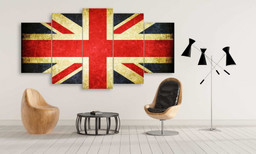 UK United Kingdom Retro Scratched Flag Luxury Multi Canvas Prints, Multi Piece Panel Canvas Gallery Art Print