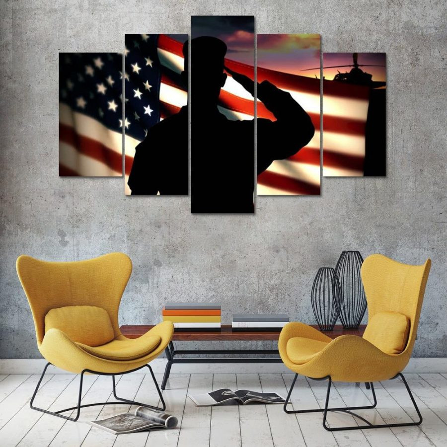 5 Panel Canvas Wall Art | Salute to USA Flag | PanelWallArt.com Luxury Multi Canvas Prints, Multi Piece Panel Canvas Gallery Art Print