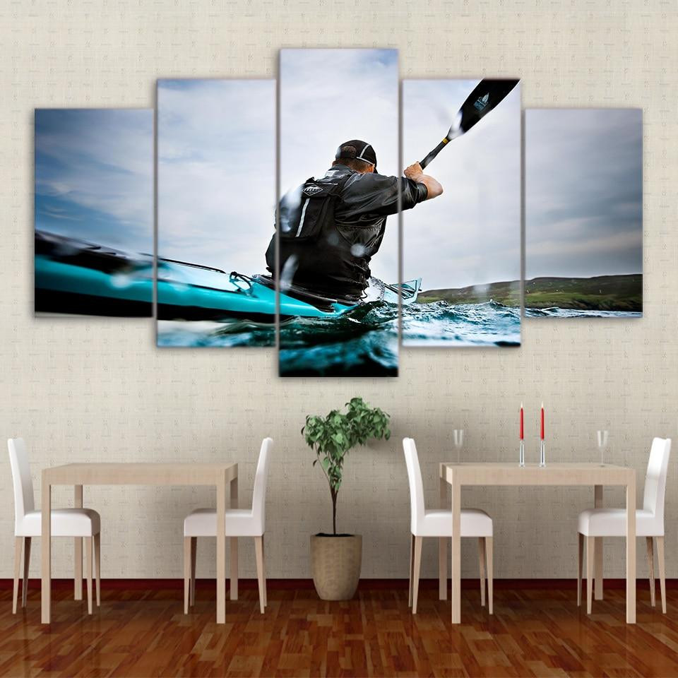 Water Sports Canoeing � Sport 5 Panel Canvas Art Wall Decor Luxury Multi Canvas Prints, Multi Piece Panel Canvas Gallery Art Print