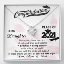 Happy Graduation Little Girl, Class Of 2021 Let Your Life Take Flight - Love Knot Necklace