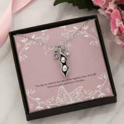 To My Wife Happiest Day of My Life Pea Pod Necklace Message Card Peas in Pod Birthstones Pendant