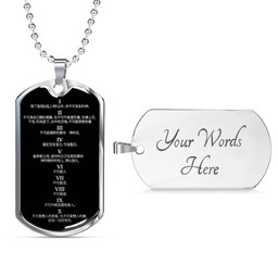 Ten Commandments Simplified Chinese Necklace 10 Commandments Pendant Stainless Steel or 18k Gold Dog Tag 24"