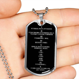 Ten Commandments Simplified Chinese Necklace 10 Commandments Pendant Stainless Steel or 18k Gold Dog Tag 24"