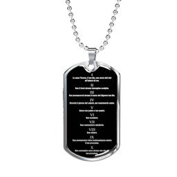 Dieci Comandamenti Necklace Stainless Steel or 18k Gold Dog Tag 24" Ten Commandments Italian