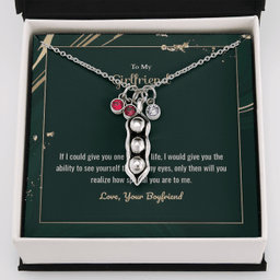 To My Girlfriend How Special You Are to Me  Pea Pod Necklace Message Card Peas in Pod Birthstones Pendant