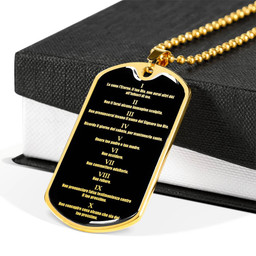 Dieci Comandamenti Necklace Stainless Steel or 18k Gold Dog Tag 24" Ten Commandments Italian