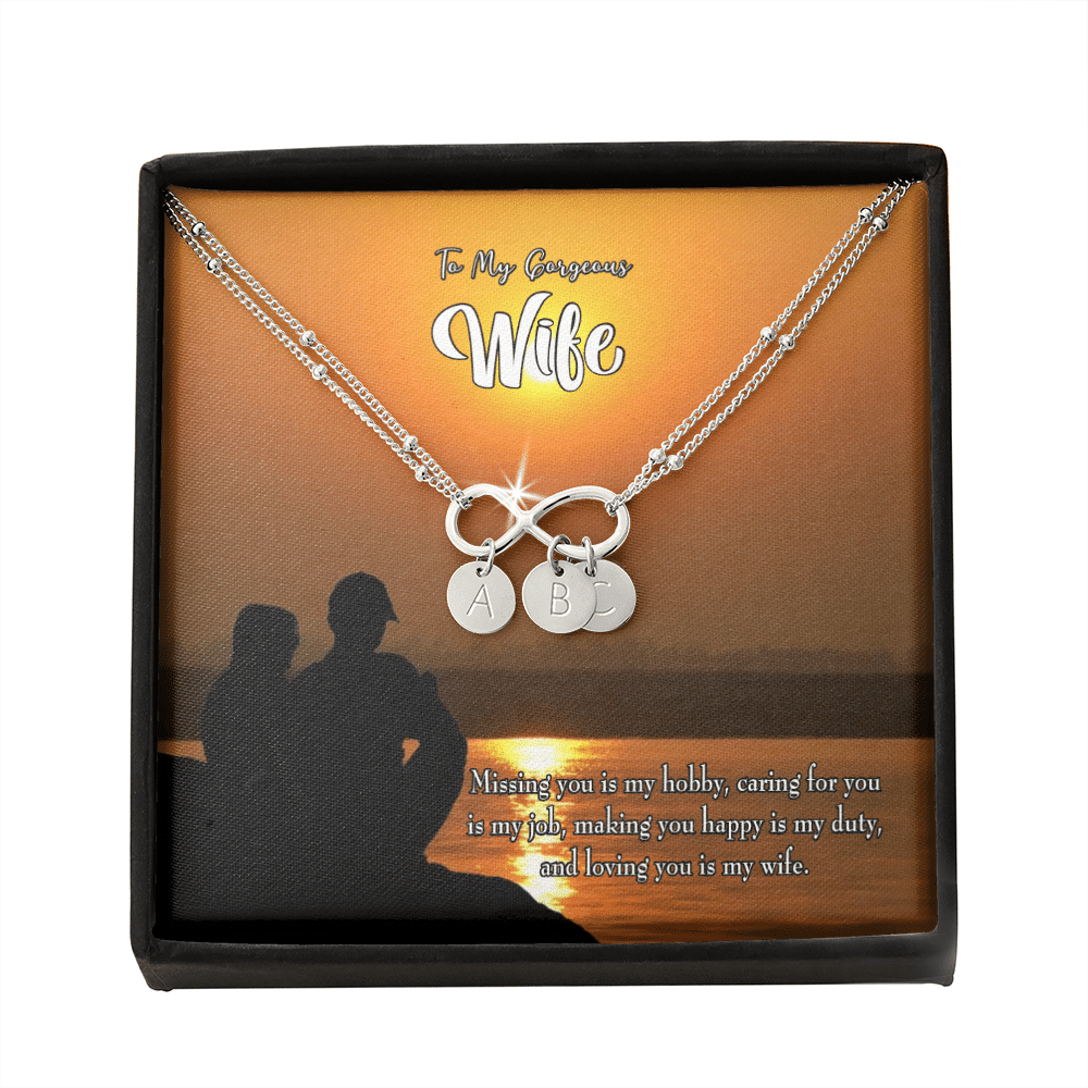 To My Wife Missing You Infinity Bracelet With Initial Charms - Infinit ...