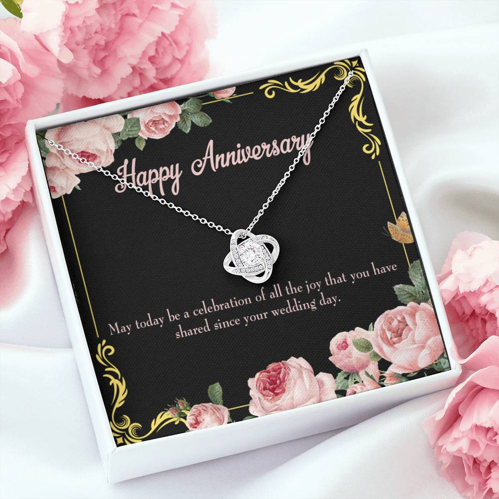 To My Wife Happy Anniversary Wife Infinity Knot Necklace Keepsake Message Card Stainless Steel Cz Pendant