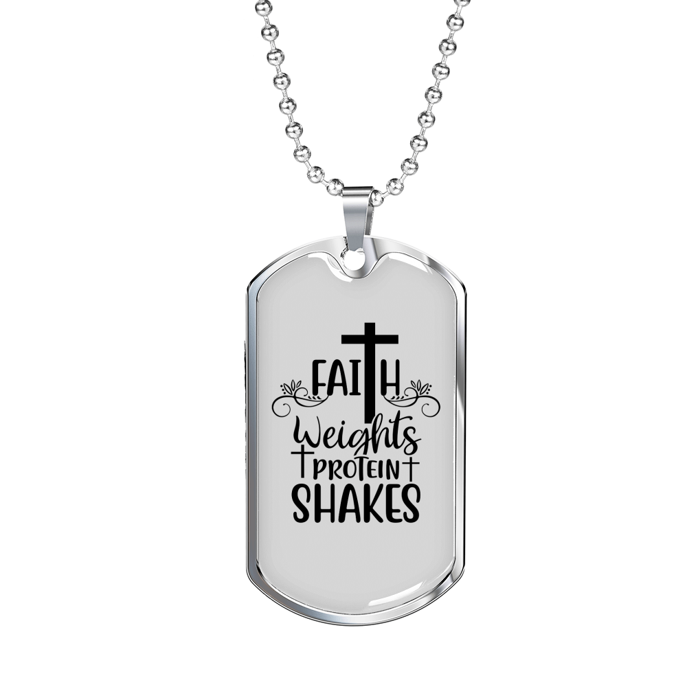 Faith Weights Necklace Stainless Steel or 18k Gold Dog Tag 24" Chain