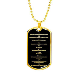 Collar De Diez Mandamientos Necklace Stainless Steel or 18k Gold 24" Ten Commandments Spanish