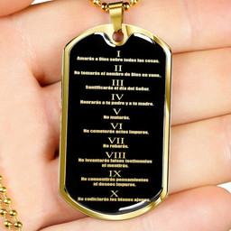 Collar De Diez Mandamientos Necklace Stainless Steel or 18k Gold 24" Ten Commandments Spanish