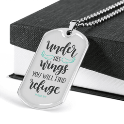 You Will Find Refuge Christian Necklace Stainless Steel or 18k Gold Dog Tag 24" Chain