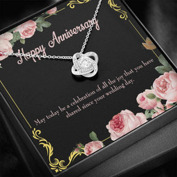 To My Wife Happy Anniversary Wife Infinity Knot Necklace Keepsake Message Card Stainless Steel Cz Pendant