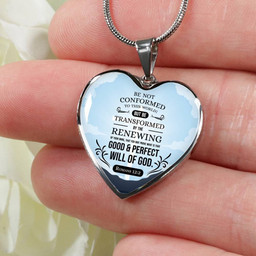 Good And Perfect Will Of God Scripture Romans Heart Pendant Necklace