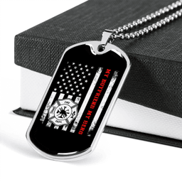 To My Girlfriend Firefighter Girlfriend Thin Red Line Flag Girlfriend Necklace Stainless Steel or 18k Gold Dog Tag 24" Chain