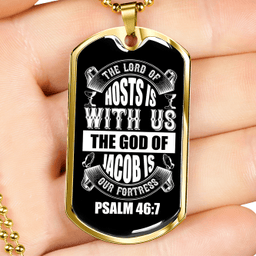 The God Of Jacob Christian Necklace Stainless Steel or 18k Gold Dog Tag 24" Chain