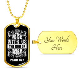 The God Of Jacob Christian Necklace Stainless Steel or 18k Gold Dog Tag 24" Chain