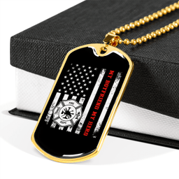 To My Girlfriend Firefighter Girlfriend Thin Red Line Flag Girlfriend Necklace Stainless Steel or 18k Gold Dog Tag 24" Chain