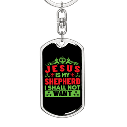 Jesus My Shepherd Keychain Stainless Steel or 18k Gold Dog Tag Keyring