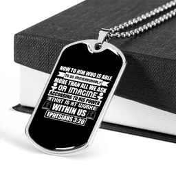 Now To Him Christian Necklace Stainless Steel or 18k Gold Dog Tag 24" Chain