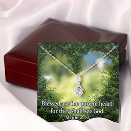 Blessed Pure In Heart Inspirational Message Eternity Ribbon Stone Pendant Inspirational Sympathy Christian Bible Verse
