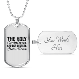 The Holy Scriptures Christian Necklace Stainless Steel or 18k Gold Dog Tag 24" Chain