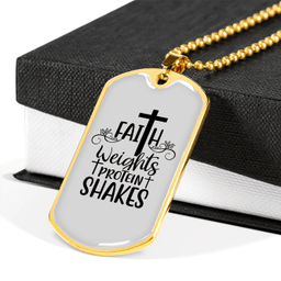 Faith Weights Necklace Stainless Steel or 18k Gold Dog Tag 24" Chain