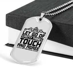 Touch And Agree Black Christian Necklace Stainless Steel or 18k Gold Dog Tag 24" Chain
