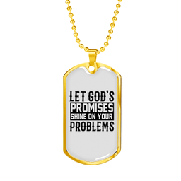 God'S Promises Shine Necklace Stainless Steel or 18k Gold Dog Tag 24" Chain