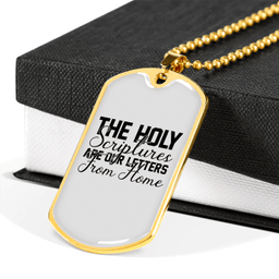 The Holy Scriptures Christian Necklace Stainless Steel or 18k Gold Dog Tag 24" Chain
