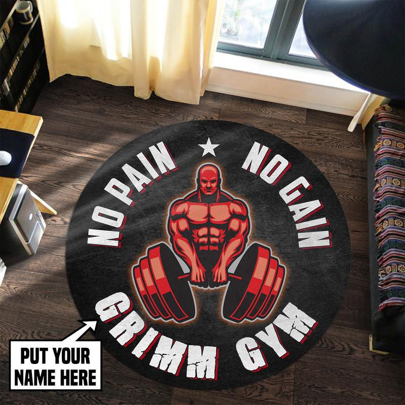 Personalized No Pain No Gain Round Mat Round Floor Mat Room Rugs Carpet Outdoor Rug Washable Rugs S (24In)