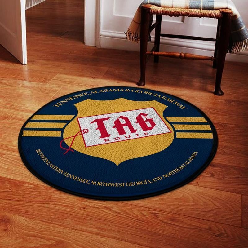 Tagrr Round Mat Tennessee Alabama & Georgia Railway Round Floor Mat Room Rugs Carpet Outdoor Rug Washable Rugs S (24In)
